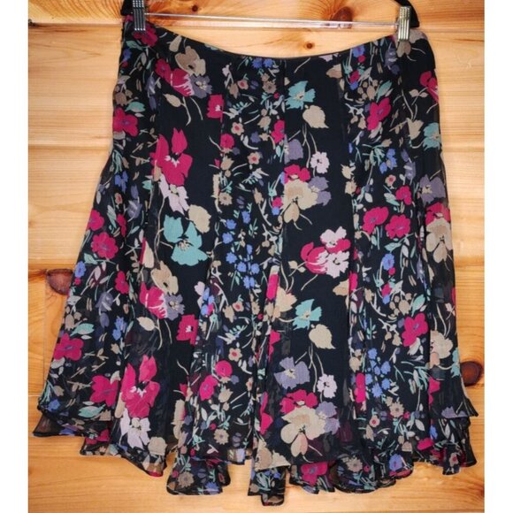 Lauren Ralph Lauren Women's Ruffled Floral Georgette Skirt Multi Size 12 - Picture 12 of 16